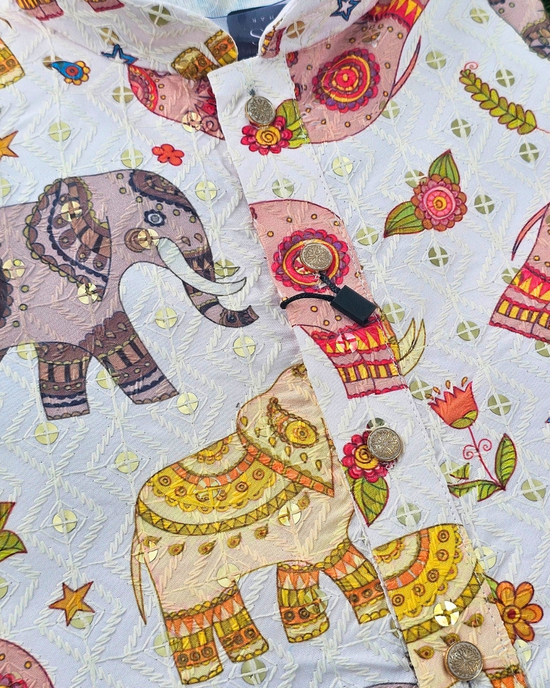 Royal Elephant Print Kurta