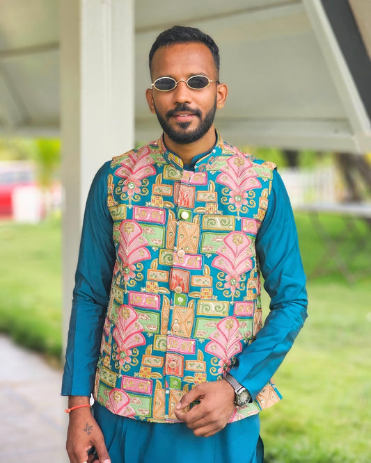Vibrant Nehru Jacket Set - Traditional Ethnic Wear
