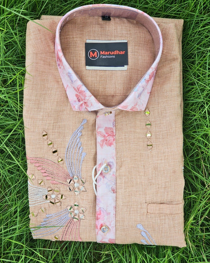 Jethalal Style Embroidered Shirt