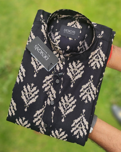 Midnight Botanical Printed Kurta