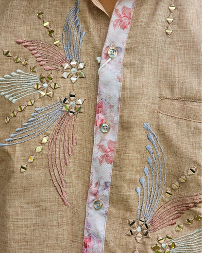 Jethalal Style Embroidered Shirt