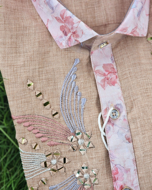 Jethalal Style Embroidered Shirt