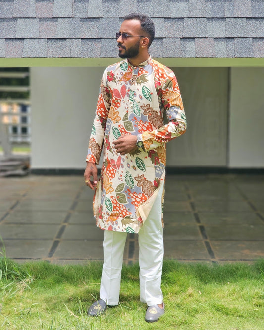 Autumn Kurta - Nature-Inspired Floral Print