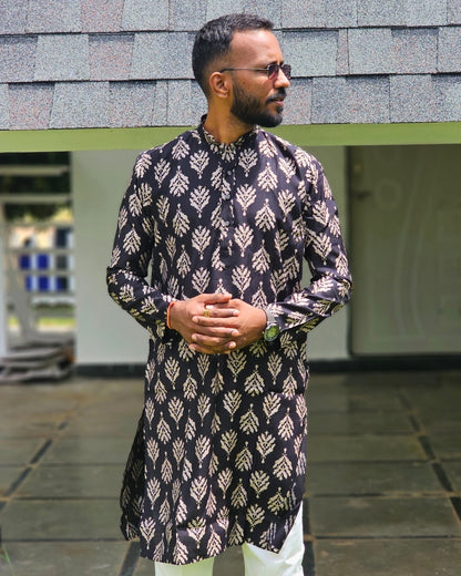 Midnight Botanical Printed Kurta