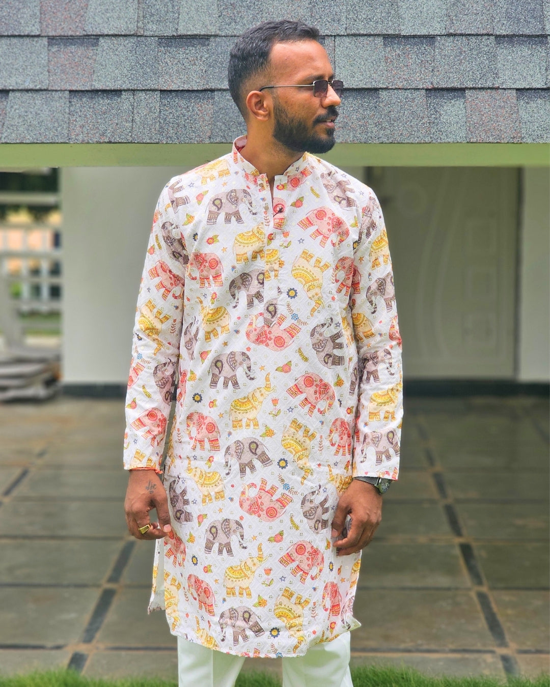 Royal Elephant Print Kurta