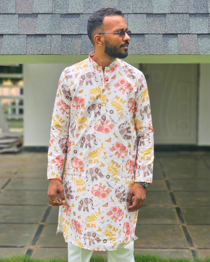 Royal Elephant Print Kurta