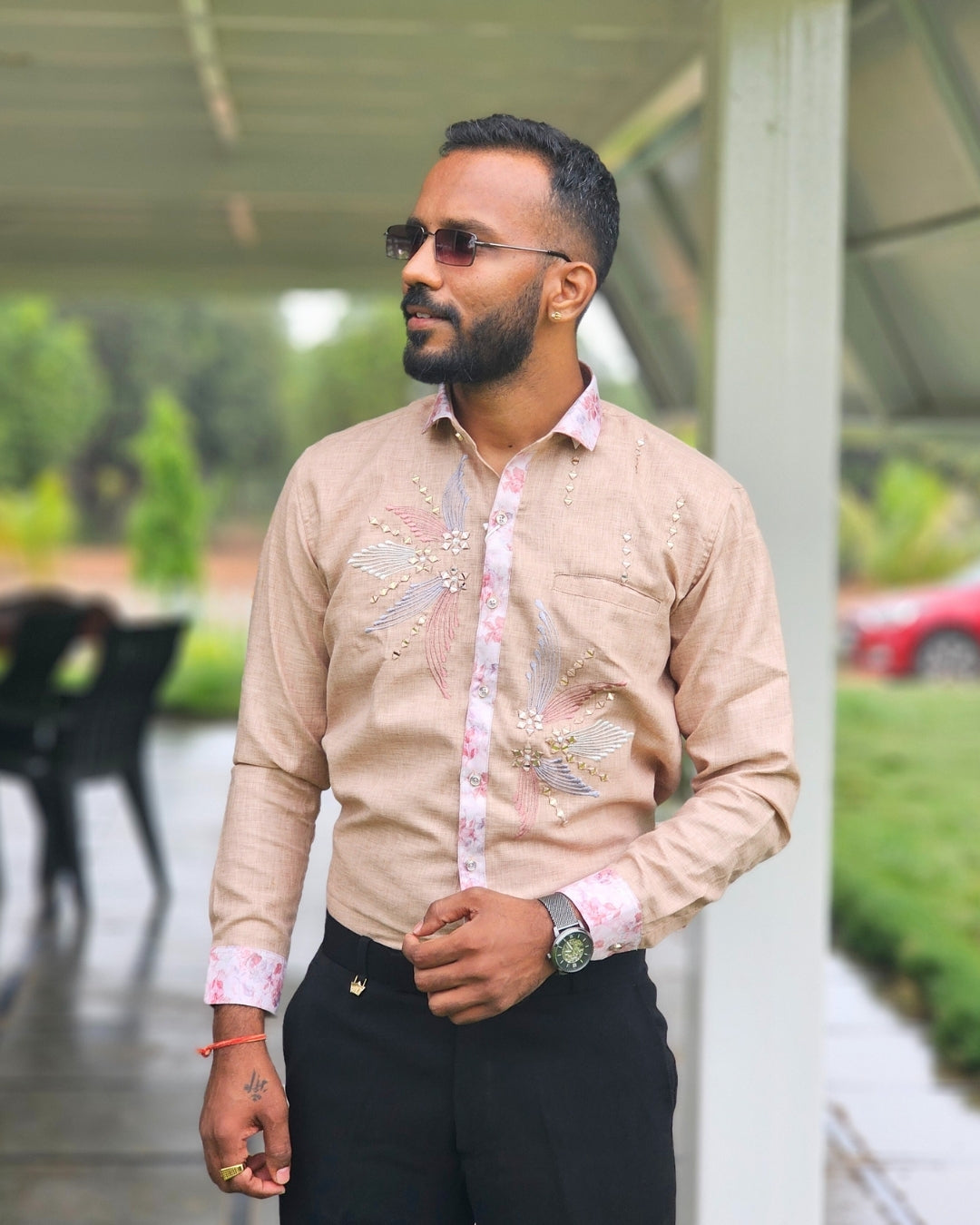 Jethalal Style Embroidered Shirt